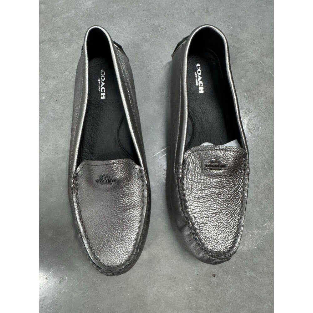 Brand New AMBER  Metallic Tumbled  Coach loafers COLOR GUNMETAL Size 8.5 - Picture 3 of 8